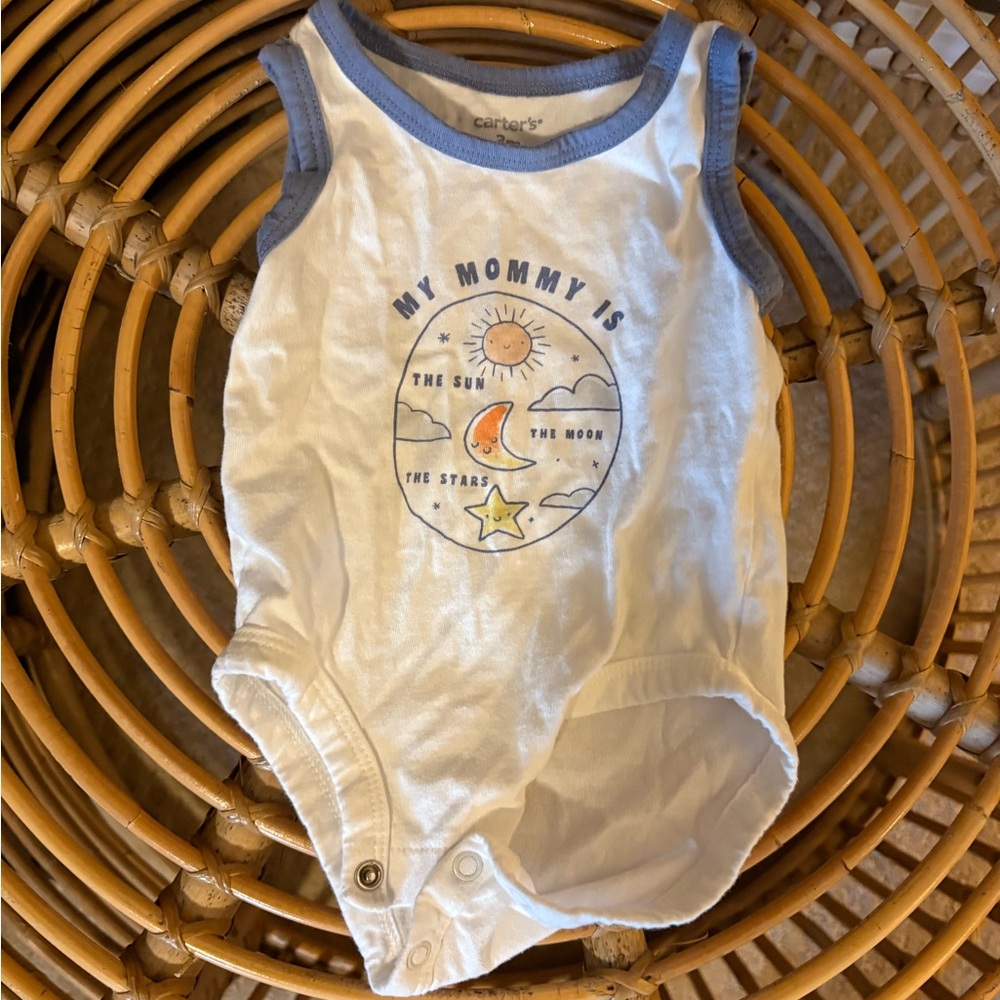 Carter's White and Blue Baby Onesie